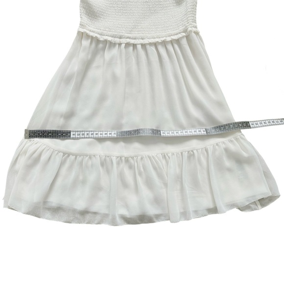 Aritzia Wilfred Tempest Mini Dress Smocked White Chiffon Romantic Feminine 2XS - Picture 6 of 16